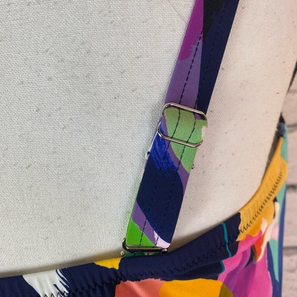 Profile By Gottex Holi Floral Abstract One Piece Bathing Suit Size 22W Bandeau - Picture 9 of 15